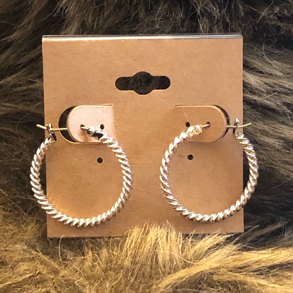 Shiny Silver Plated Twisted Hoop Earrings